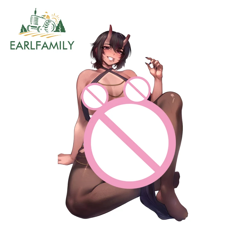 EARLFAMILY Futanari Nurse Beautiful Car Stickers Amusing Anime Waifu Decals PVC Camper Rearview Mirror Decoration Street Signs