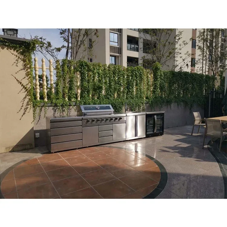 

'Artisan Custom Wood BBQ Island Outdoor Kitchen Grill with Fridge