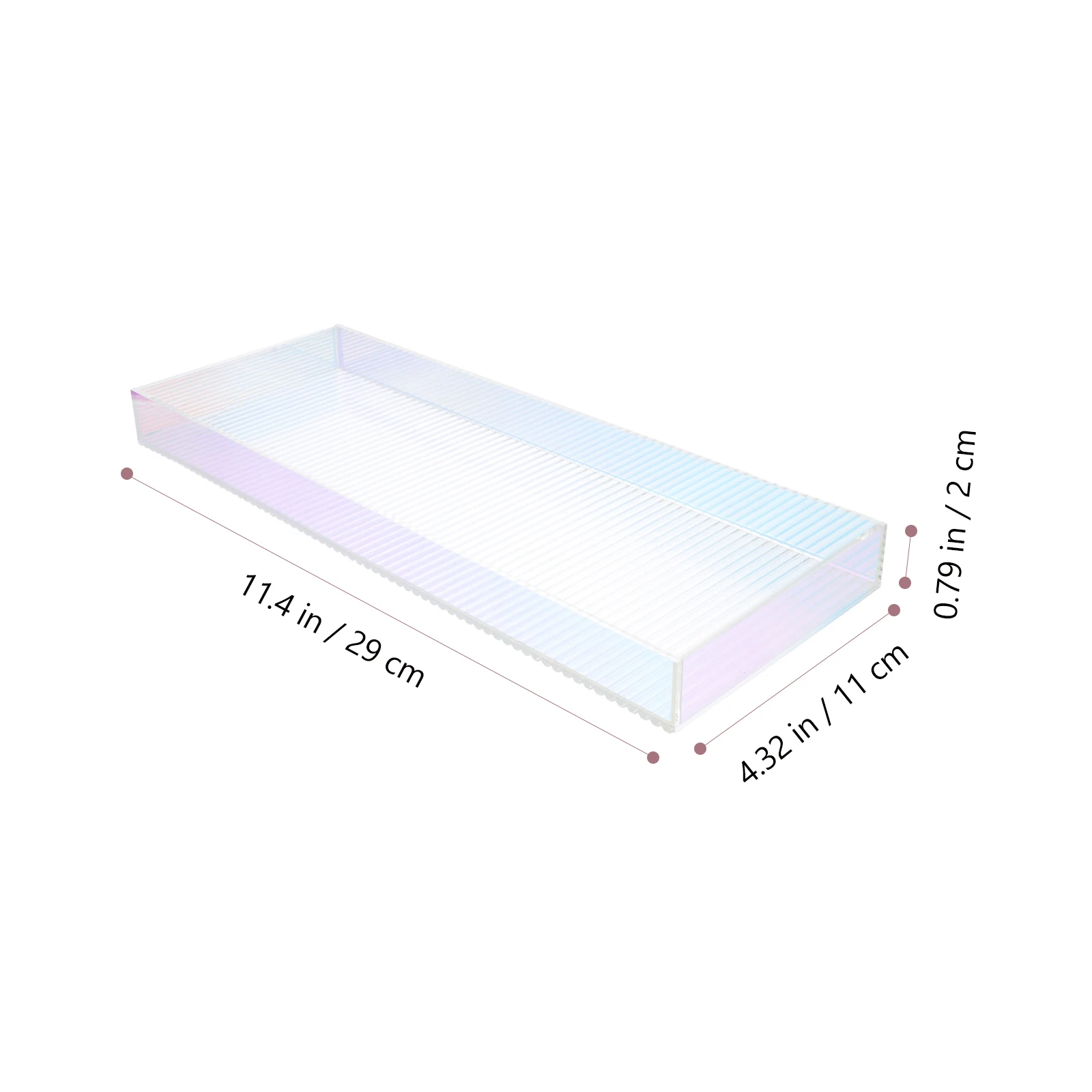 

Durable Acrylic Bathroom Vanity Tray Small Size Perfume Lipstick Organizer Stripe Pattern Storage Container