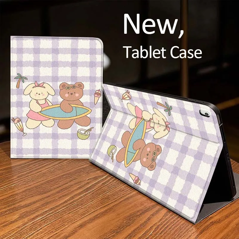 

Чехол для планшета с мультяшным медведем и мороженым для iPad Pro mini Air 1 2 4 3 5 6 7 8gen 9gen 11 M2 M3 M4 6-го 7-го 10-го 11-го поколений 2025 года