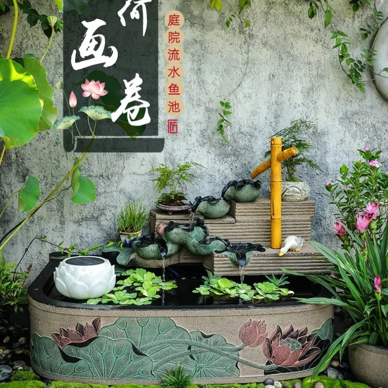 

Flowing water fish pond rockery landscaping fountain lucky water fountain landscape terrace