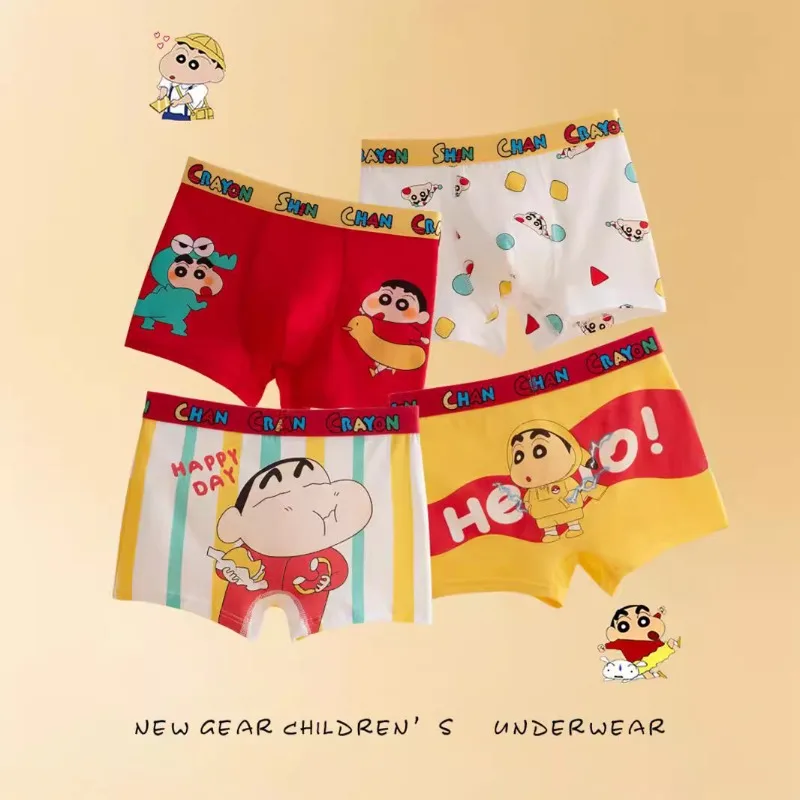 

4pcs Crayon Shin-chan Boys Boxer sets Briefs Kids Cotton Underwear Baby Underpants Cartoon Cotton Print Soft Children Panties