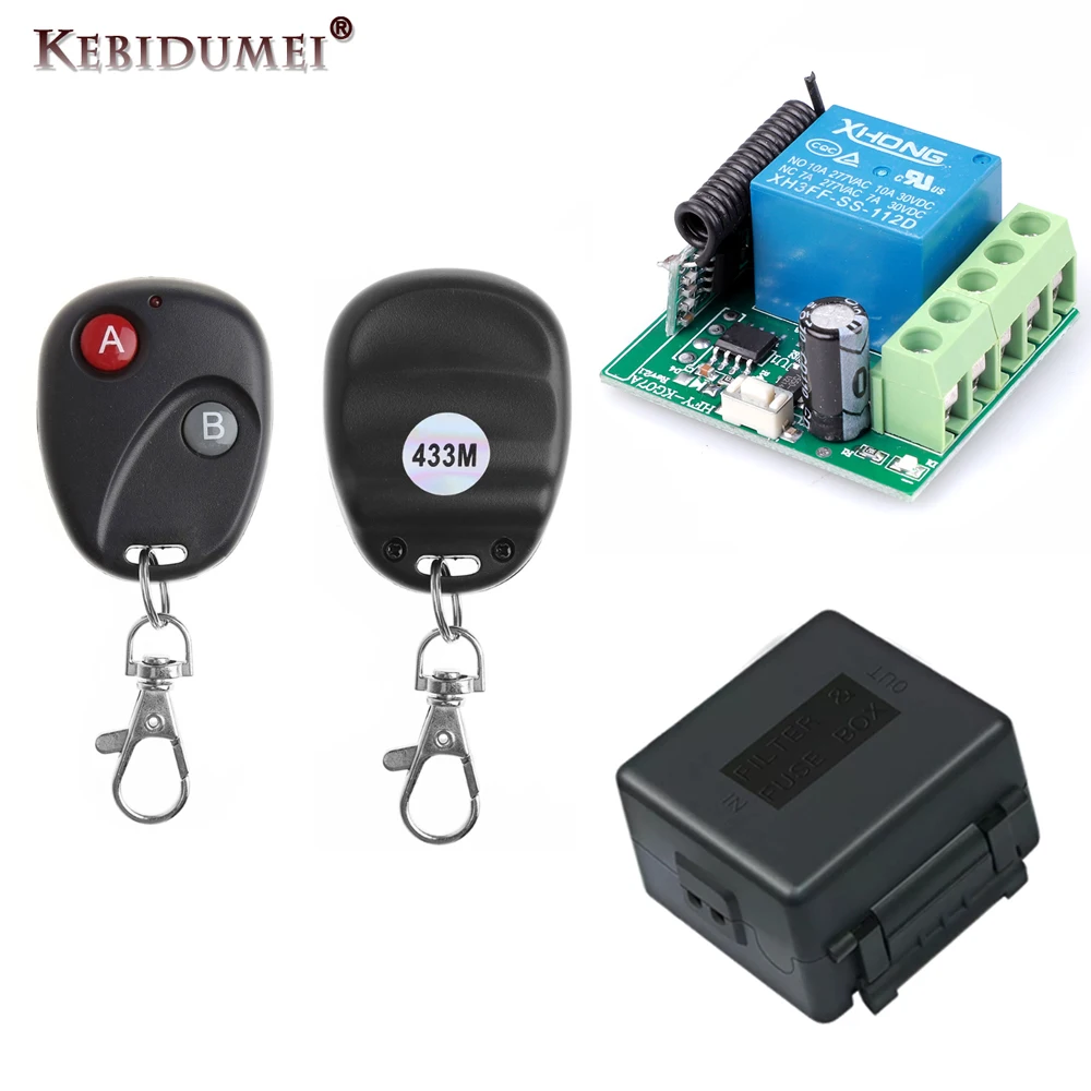 433Mhz RF Remote Control Wireless Transmitter Receiver Switch DC 12V 1CH Relay Module 1527 Learning Code Remote For Gate Lamps