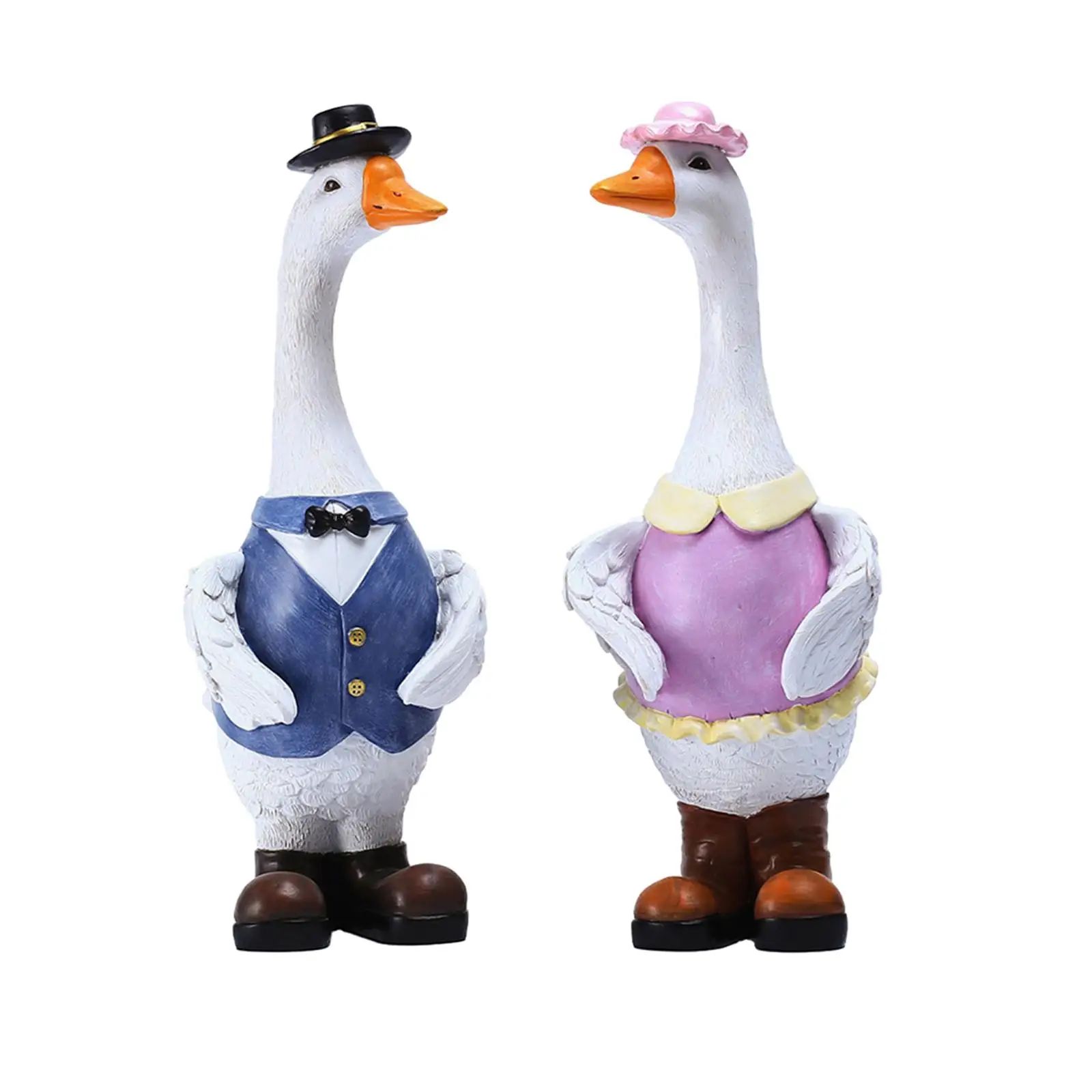 Nordic Goose Statues, Resin Simulation Cute Exquisite Animal Sculpture for Balcony Bedroom indoor Garden Couple Decoration