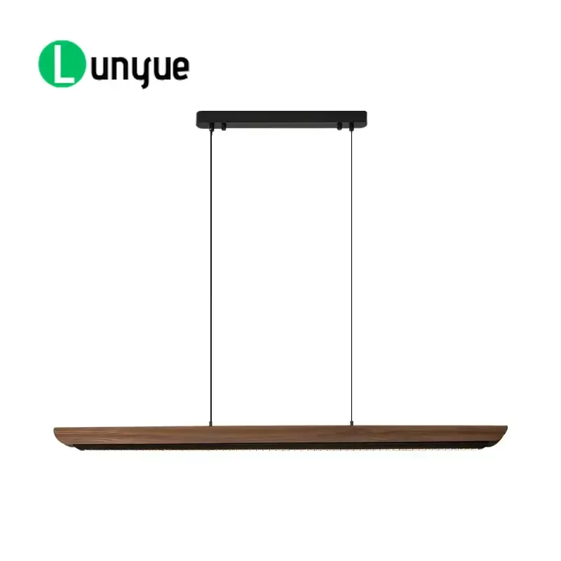 Decorative Wooden Linear Chandelier Aluminum Structure Solid Wood Custom Finishes