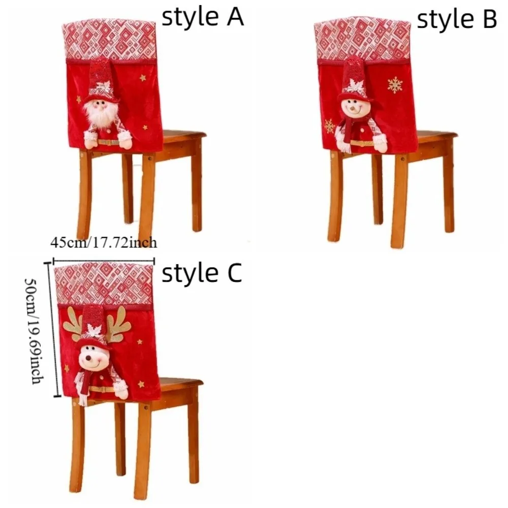 Cute Cartoon Christmas Chair Cover Snowman Soft Xmas Dinner Chair Seat Cover Decorative Removable Seat Protector Party
