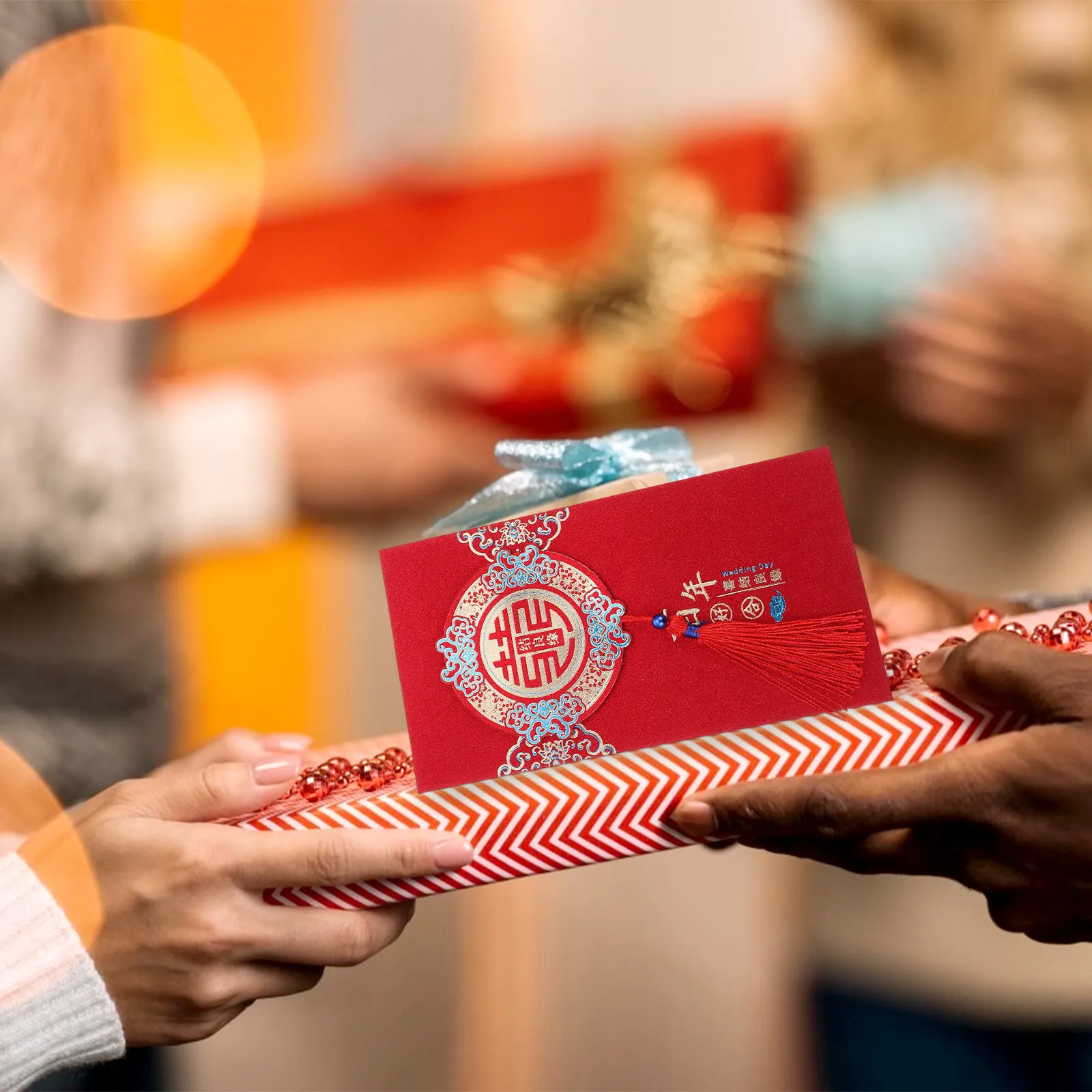 

Набор из 12 красных конвертов для свадьбы в китайском стиле, красные пакеты для денег, на удачу, достаточно просторные для развернутых купюр, элегантные