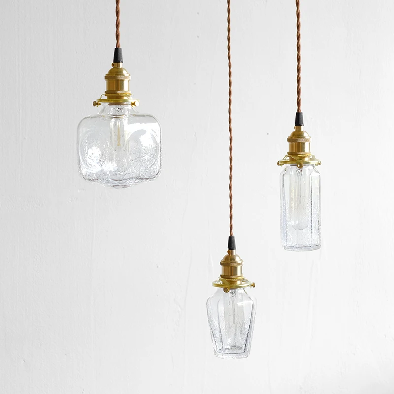 Bubble irregular crack glass bottle pendant lights vintage living room bedroom hanging lights decorative LED lamps fixtures