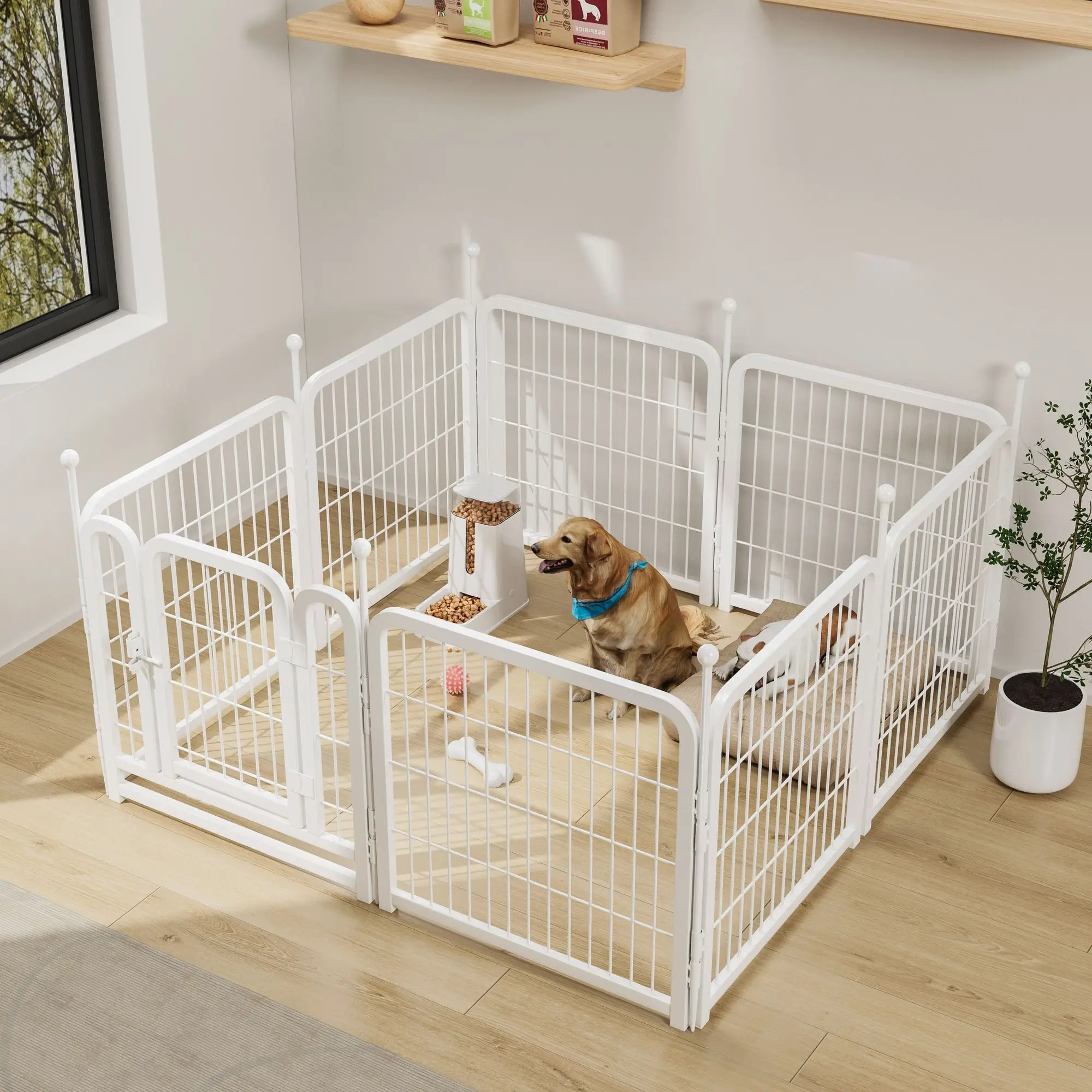 

Dog Playpen 8 Panels 24" Height Heavy Duty Dog Fence Puppy Pen for Large Medium Small Dogs Indoor Outdoor Foldable Pet Exercise