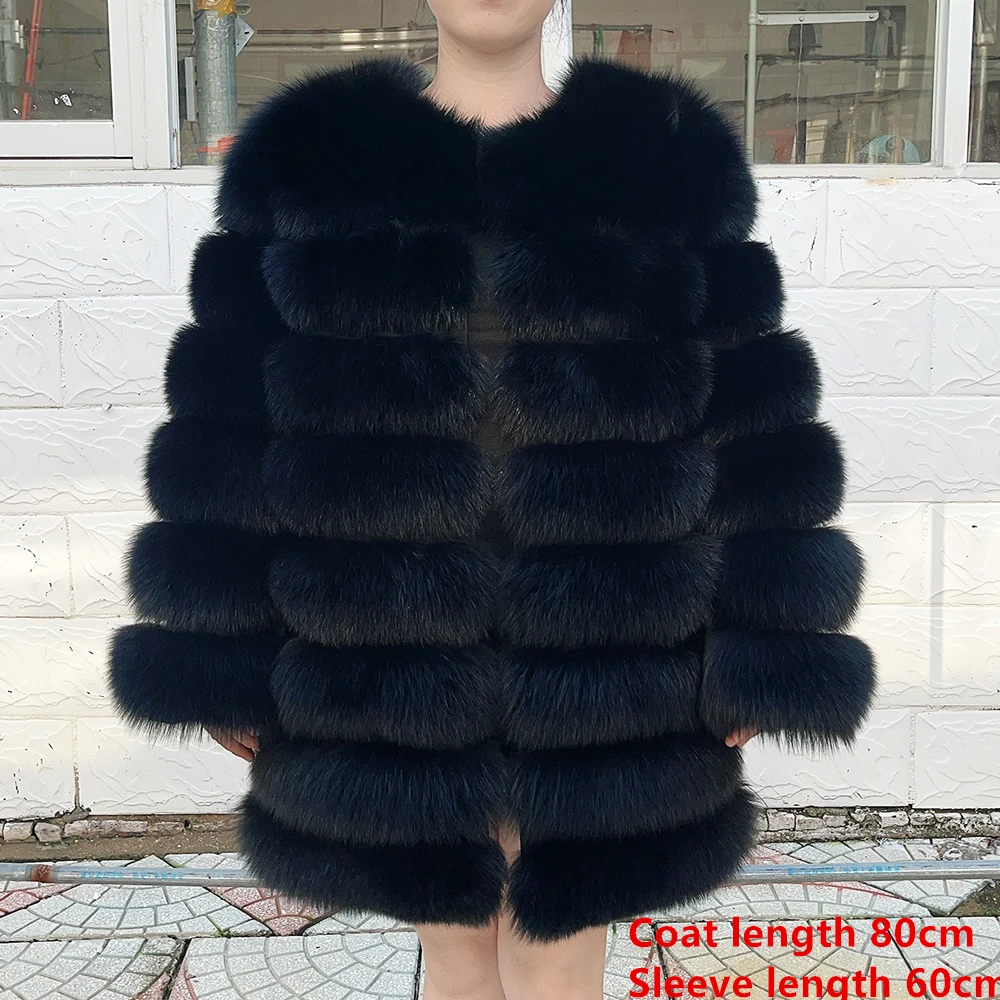 QUEENTINA Fox Fur 80cm Coat Real Winter Women'S New Fashion Furry 2025 Leather And Skin White Natural New In Coats & Jackets