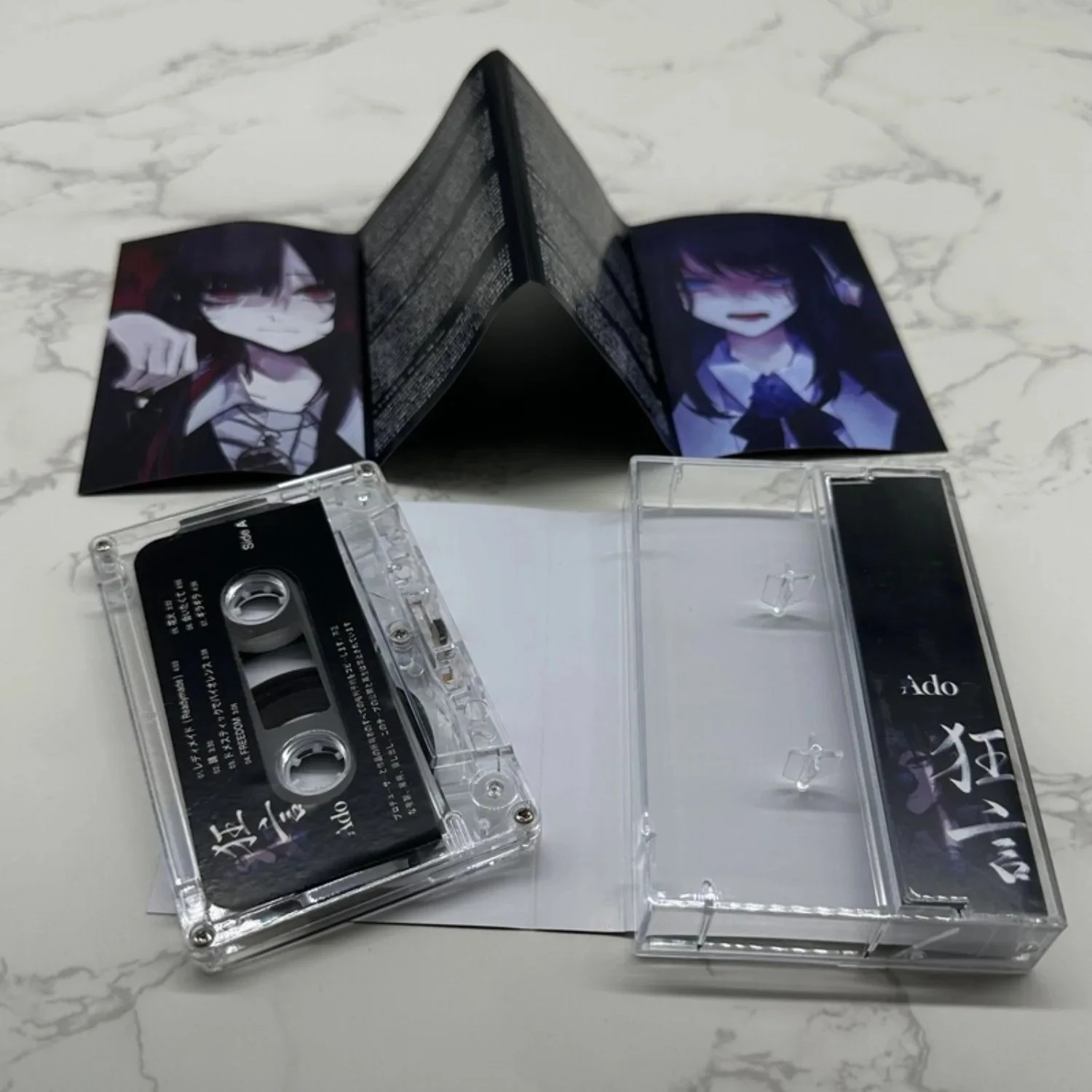 Japanese Pop Music Cassette, Cool-Toned Character Illustration Cover, Retro Walkman Compatible Popular Track Collection