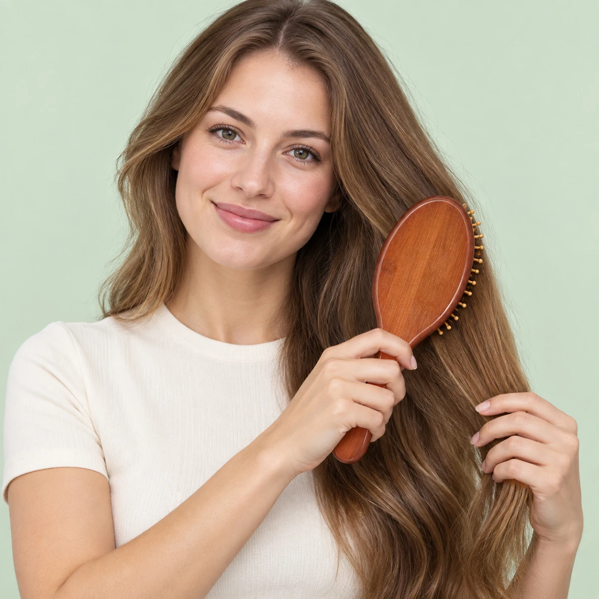 Natural Bamboo Air Cushion Hairbrush Anti-Static Comb Portable Detangling Scalp Massage Easy To Clean Suitable For Holiday Gift