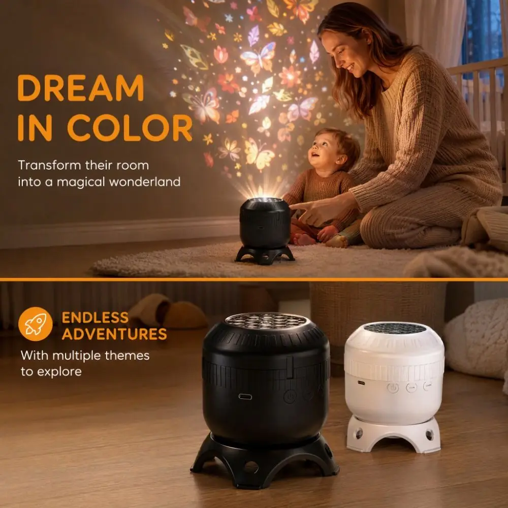 8 Patterns Starry Ocean Projection Night Light Dynamic Projector Rotating Festival Ambient Light Snowflake Ocean Pattern