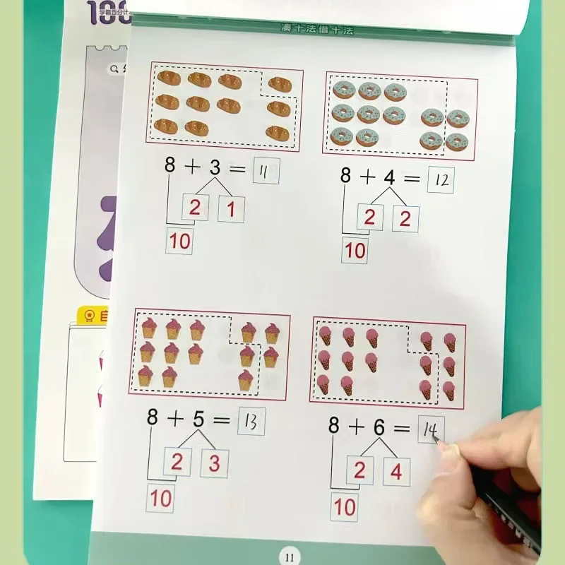 64 Pages Children Addition and Subtraction Book Learning Mathematics Textbook Handwritten Arithmetic Exercise Books for Kid 2-5