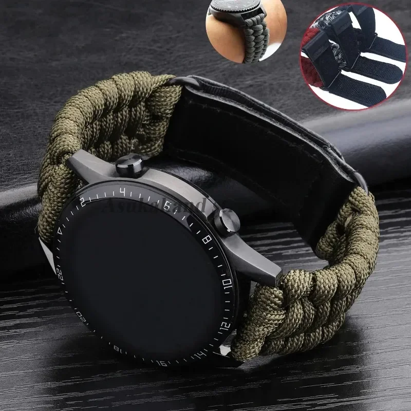 20mm 22mm Nylon Strap Sport Braided WatchBand for Samsung Galaxy Watch 7/6/5/4 Strap for Huewei Watch GT5/5Pro/4/3 Men Bracelet
