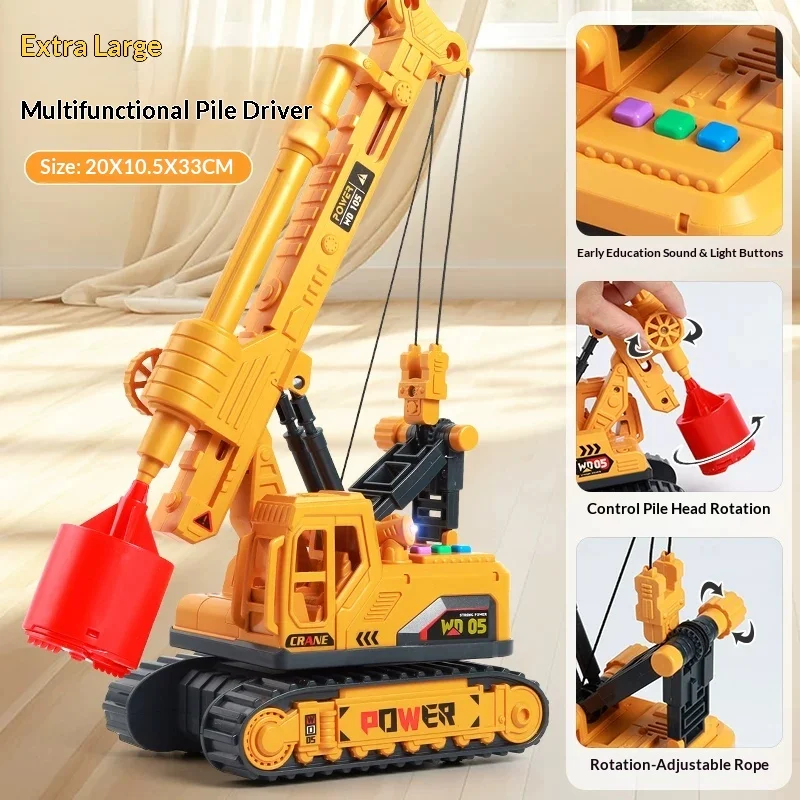 

Большой музыкальный игрушечный грузовик-буровая установка для детей, с функцией вращения и подъема, имитация буровой машины, подарок для мальчиков и малышей