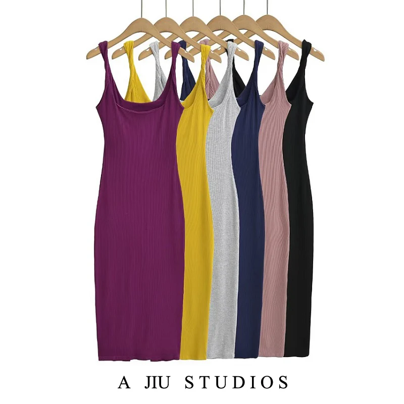 

Sexy Pure Desire Spicy Girl Bal Strap Dr Women's Summer Elastic Slimming Split Tight Fit Bodycon Skirt Long Svel