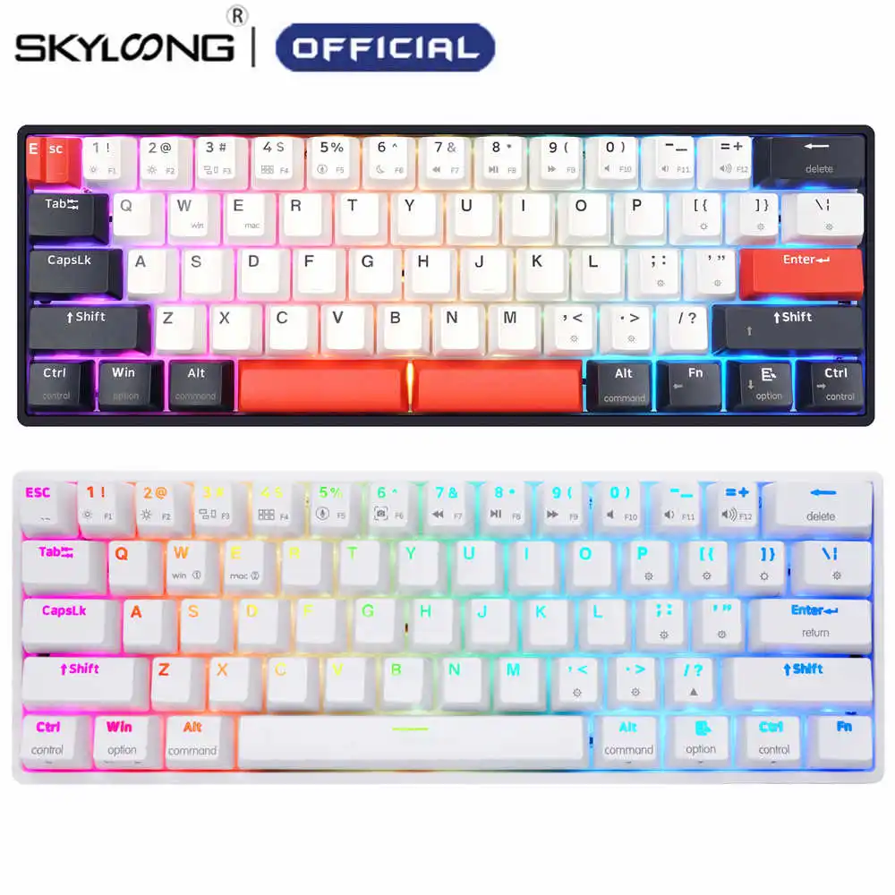 

SKYLOONG GK61 Mechanical Keyboard 60% SK61 QMK VIA Hot Swappable RGB Mini Bluetooth Wireless Keyboards for Gamers Gaming Desktop