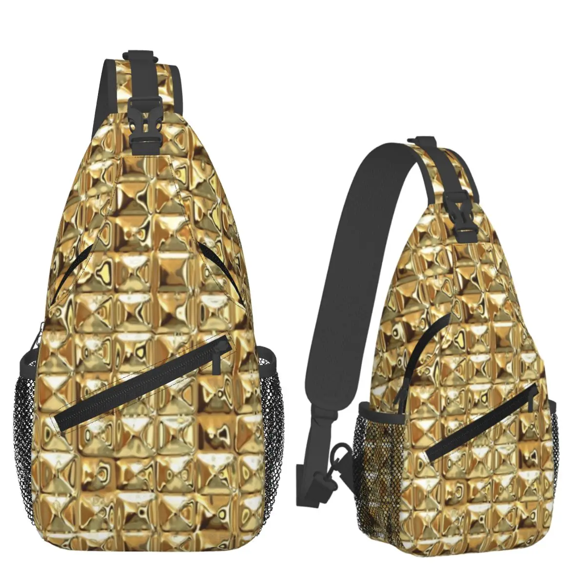 حقيبة صدر ذهبية للرجال حقيبة ظهر كروس بودي حقيبة صدر للسفر والمشي لمسافات طويلة حقيبة كتف Daypack #1