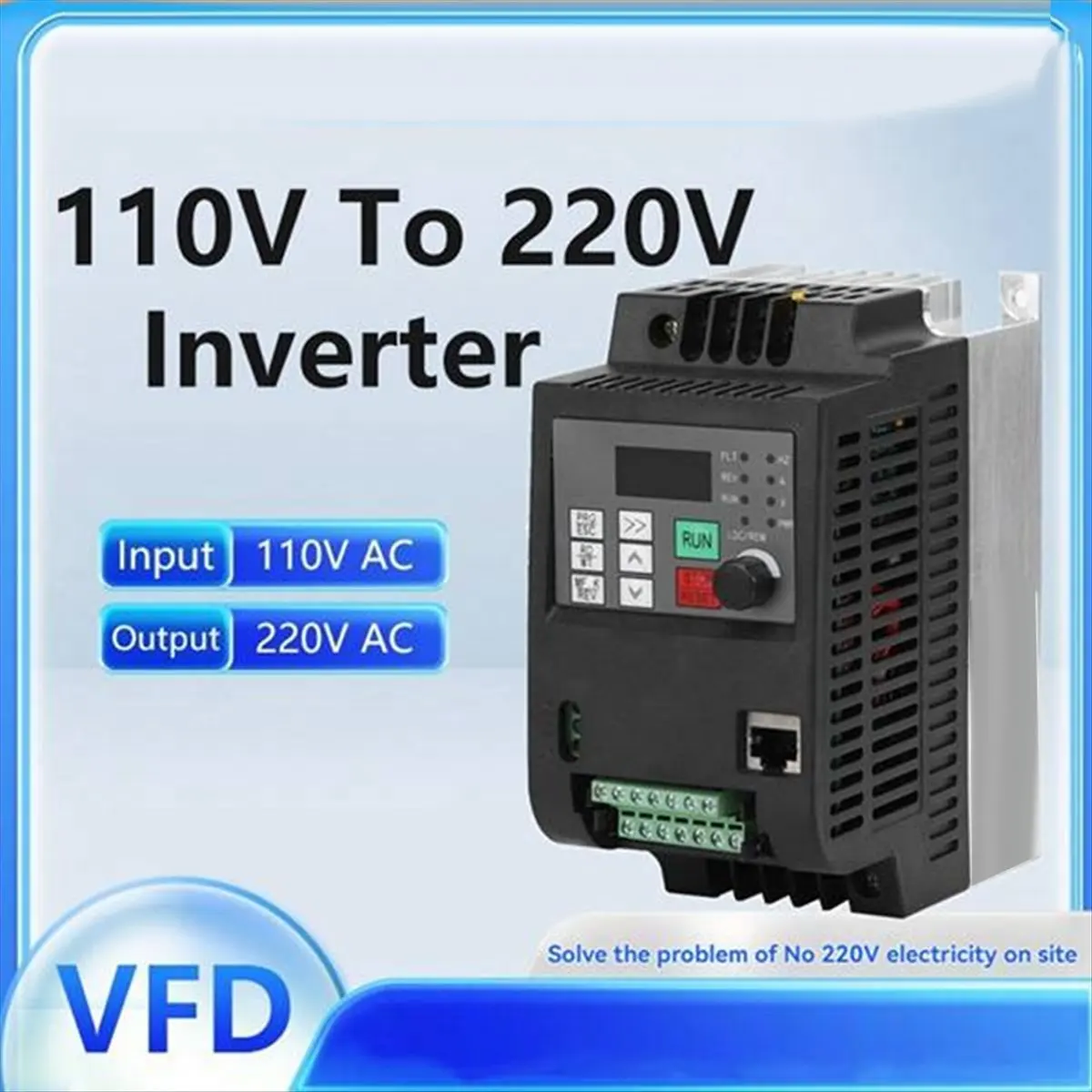 2.2KW VFD Frequency Converter Single Phase 110V Input to 3 Phase 220V Output Motor Variable Speed Power Controller