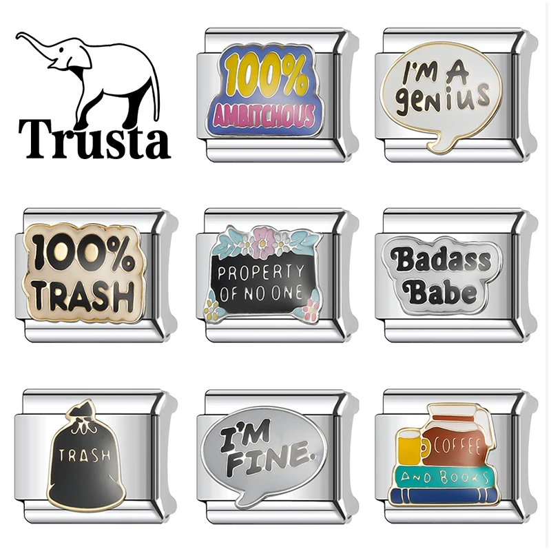 Trusta 2025 вдохновляющие подвески с буквами итальянские звенья подходят для браслета 9 мм из нержавеющей стали для девочек подарок на день рождения DIY ювелирные изделия N323