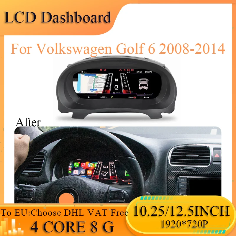 

LCD Digital Dashboard Panel For Volkswagen Golf 6 GTI 6R Virtual Instrument Cluster Cock Speedometer 2008-2014