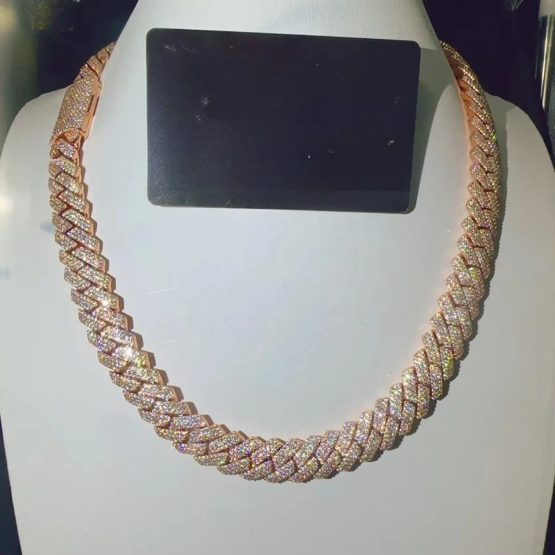 Hip-hop luxury rap singer custom Cuban link iced out hip-hop style Miami style 4-row full diamond 20mm Cuban chain
