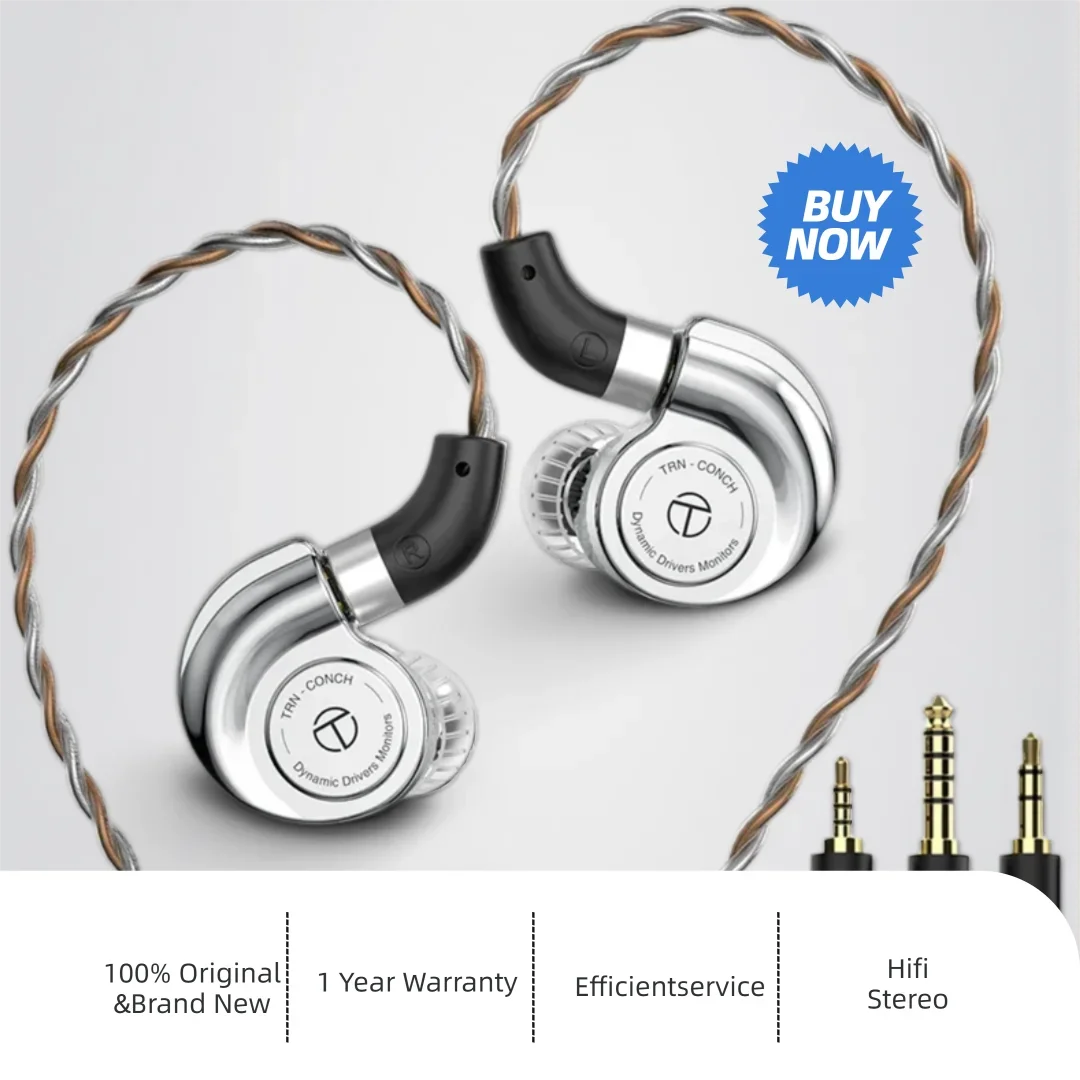 

TRN Conch HiFi Earphones High-performance DLC Diaphragm Dynamic In-Ear Monitor with Detachable Cable for Audiophile Musician