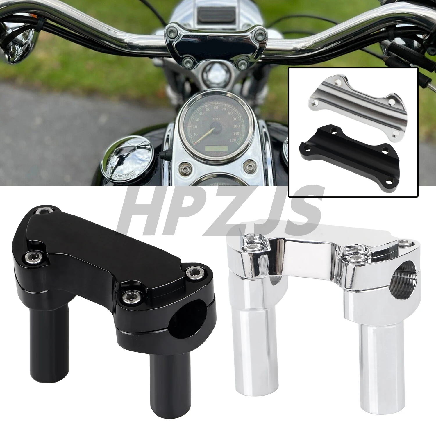 

For Harley Softail Dyna Wide Super Glide Low Rider Sportster Iron 883 3.5" Motorcycle Straight Handlebar Riser Top Clamp