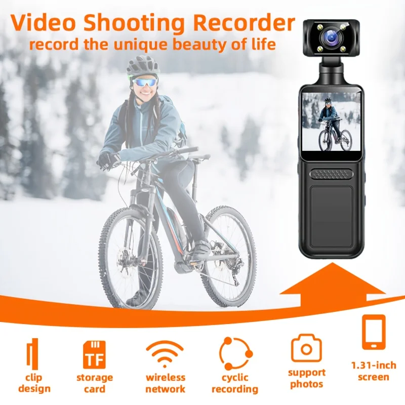  كاميرا صغيرة محمولة 4K مسجل فيديو رقمي كاميرا الجسم الأشعة تحت الحمراء للرؤية الليلية الدراجة 180 ° كاميرا جيب محمولة دوارة #4