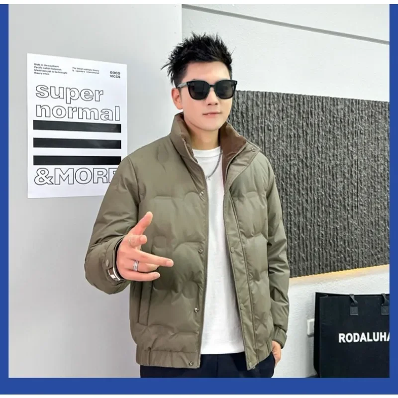 High-end Winter Down Jacket Men Clothing Trend Light Thin Warm Stand-up Collar White Duck Down Coat Jackets Windproof Outerwear