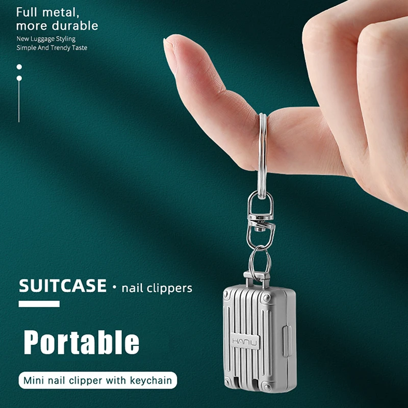 Exquisite Luggage Keychain Foldable Nail Cutter Stainless Steel Nail Clippers Rotary Toenail Fingernail Manicure Trimmer