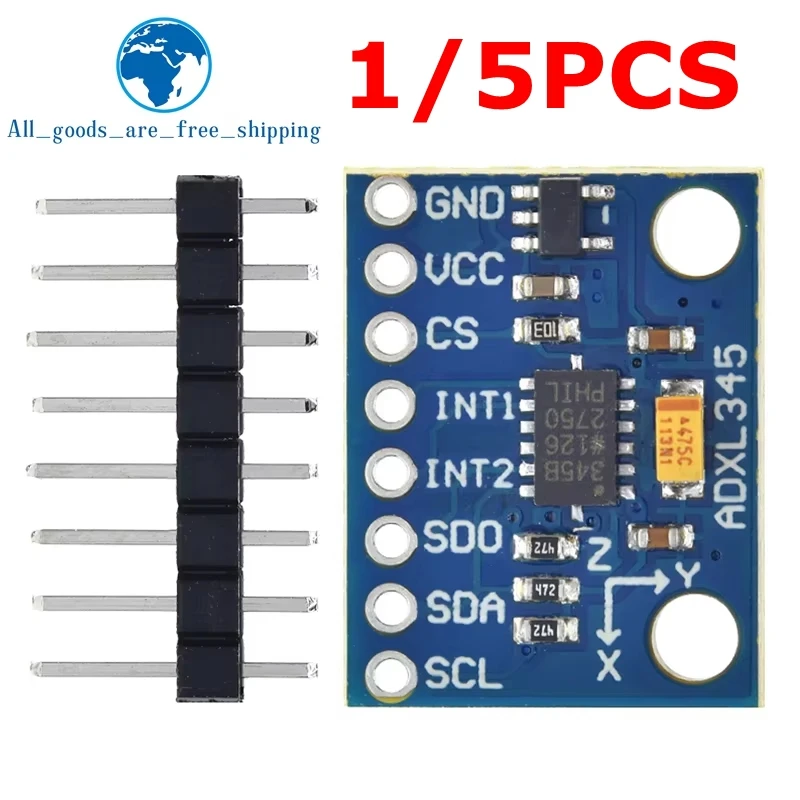 TZT 1/5PCS GY-291 ADXL345 Digital triaxial acceleration of gravity inclination Module IIC / SPI transmission For Arduino