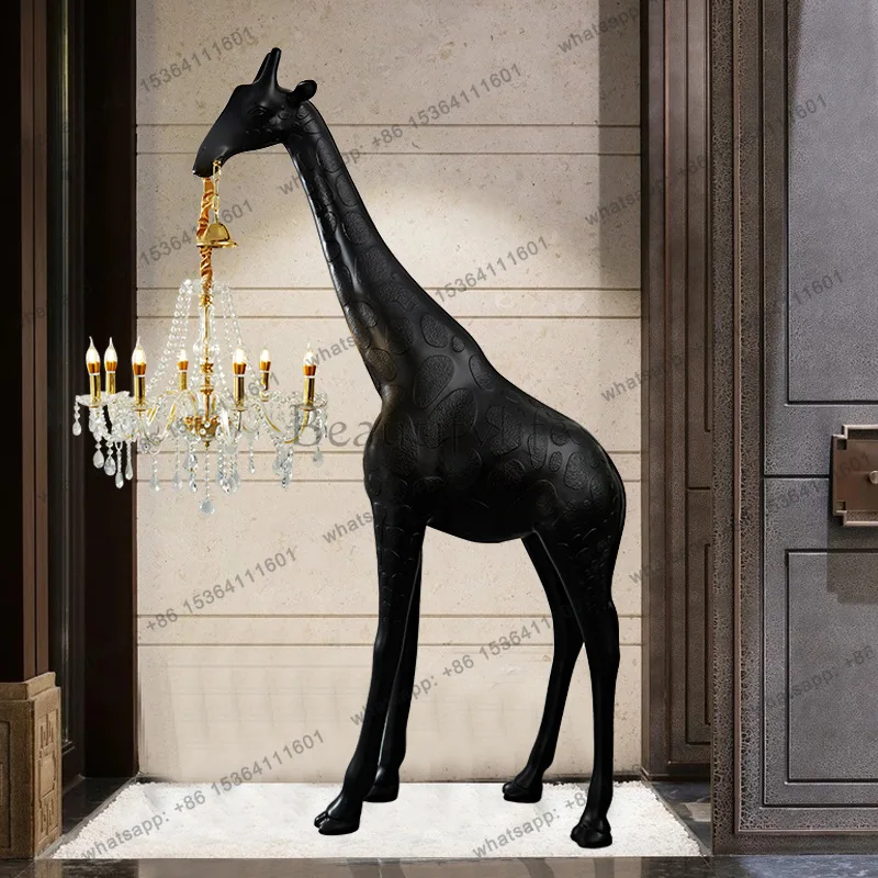 Large art giraffe sculpture animal ornament floor-to-ceiling luminous ornament exhibition hall sales office ornament