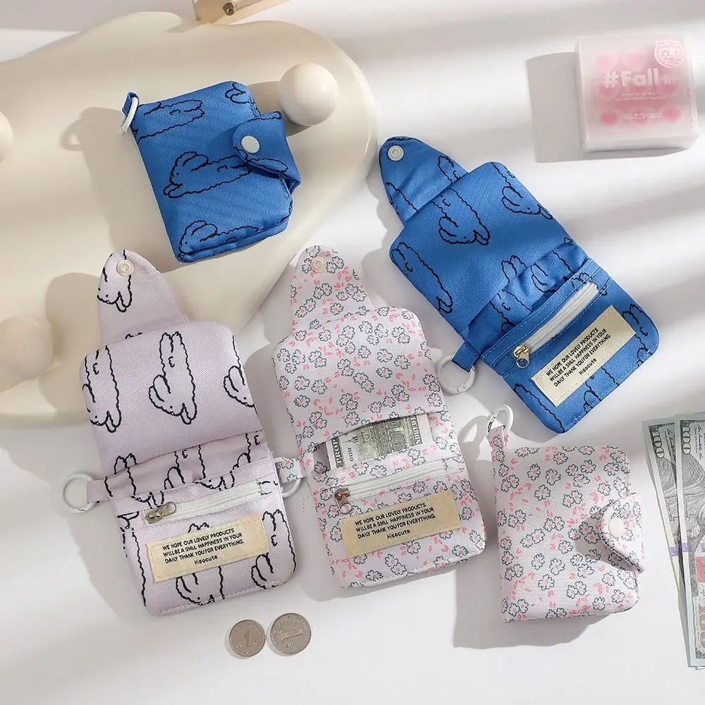 

Canvas Flower Coin Purse Zipper Purse Korean Style Mini Cash Wallet Rabbit Multifunctional Cloth Envelope Wallets Outdoor