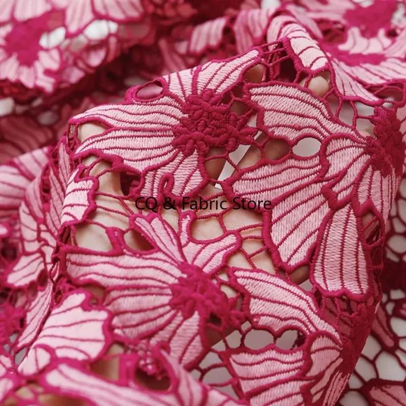 

Water Soluble Lace Fabric With Hollow Out Contrast Embroidery For Dressmaking Clothing Designer Fabric