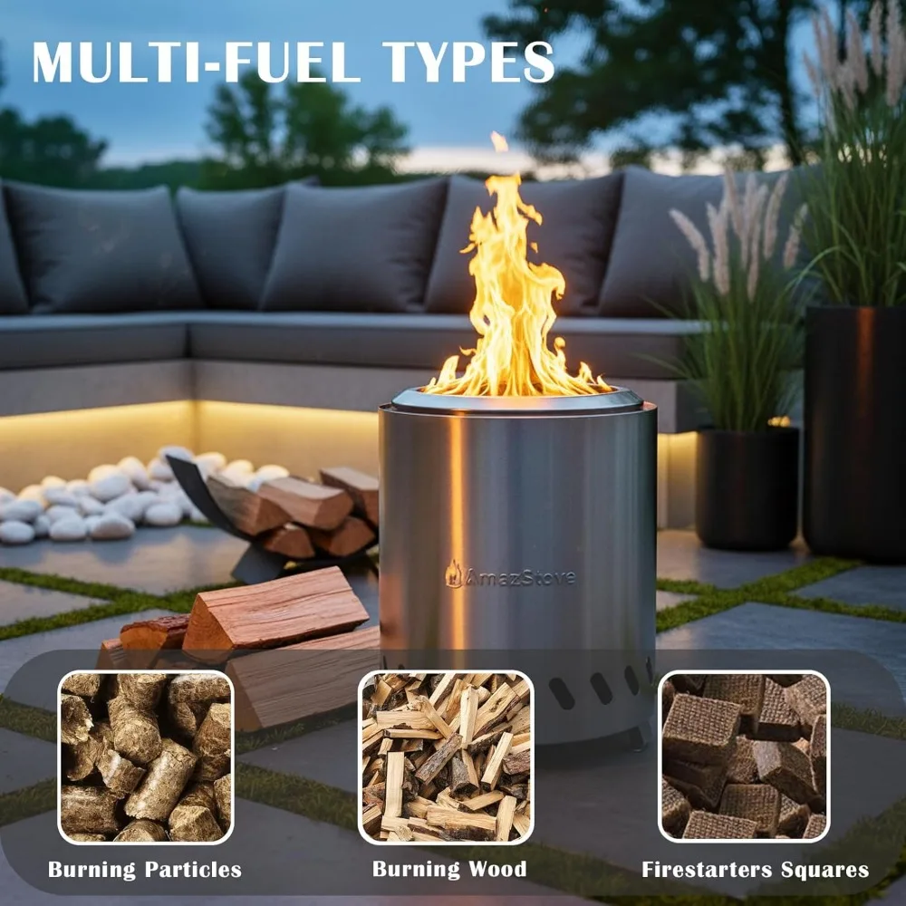 Poisson de foyer de table portable 9,7 x 7,1 pouces, poêle de camping à faible fumée pour une utilisation en extérieur avec sac de voyage