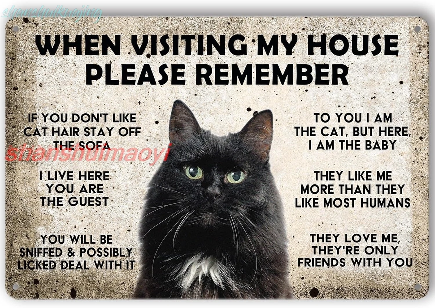 Cat Metal Sign When Visiting My House Please Remember Tin Signs Vintage Cat Wall Art Decor Funny Black Cat Print Poster Bla sign