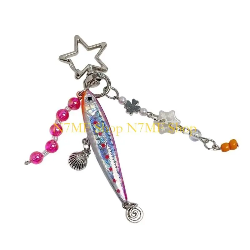 

N7MF Вдохновленное океаном подвижное кольцо для ключей с хвостом, украшение для активного отдыха на сумке, рюкзаке