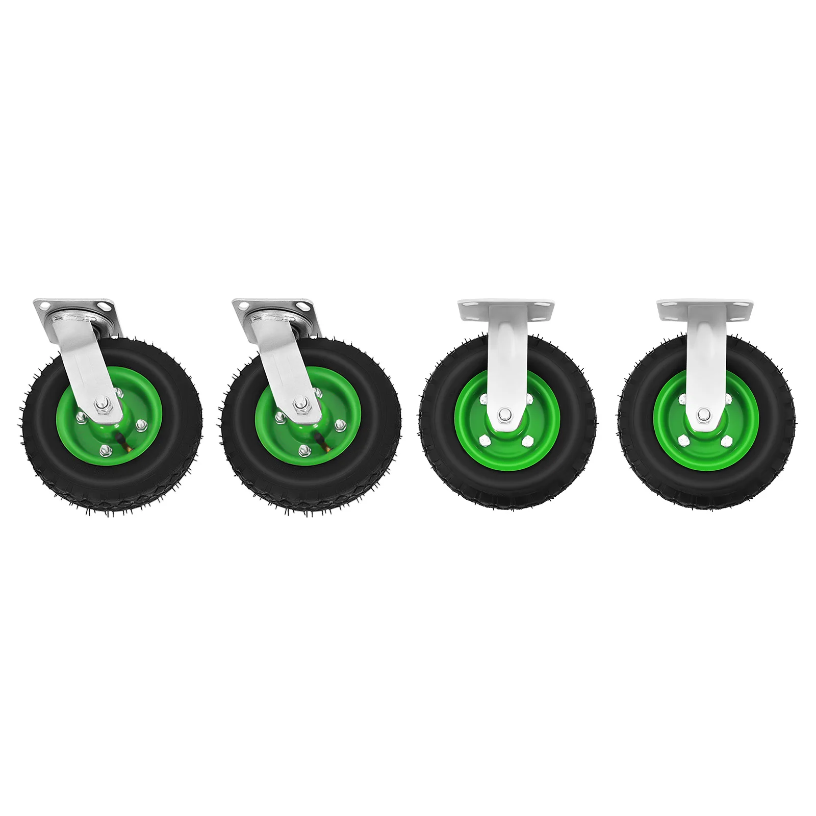 

4PCS 8" Pneumatic Air Tire Wheel 2 Rigid 2 Swivel HD Farm Cart Caster Large 360 ° Rotation 100kg/ 220.46lbs Pneumatic Wheel Set