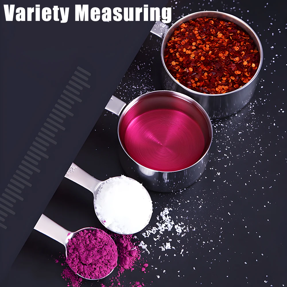 Stainless Steel Measuring Cups and Spoons Set Stackable Kitchen Accessories Coffee Measuring Spoon Baking Tools 1/4/6 PCS