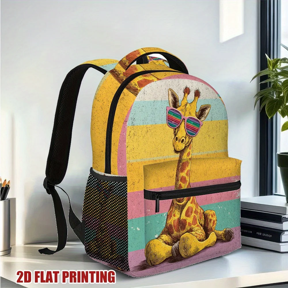 Cool Giraffe Vibes Backpack Adjustable Straps, Lightweight Spacious Compartments Vibrant Yellow Giraffe Design