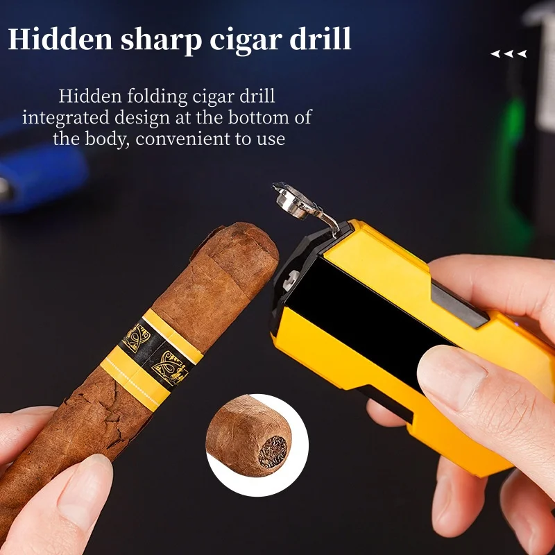 New Warship Mecha With Dual Straight Jet Design And Cigar Cutter Hole Opener, Inflatable Straight Jet High Firepower Lighter