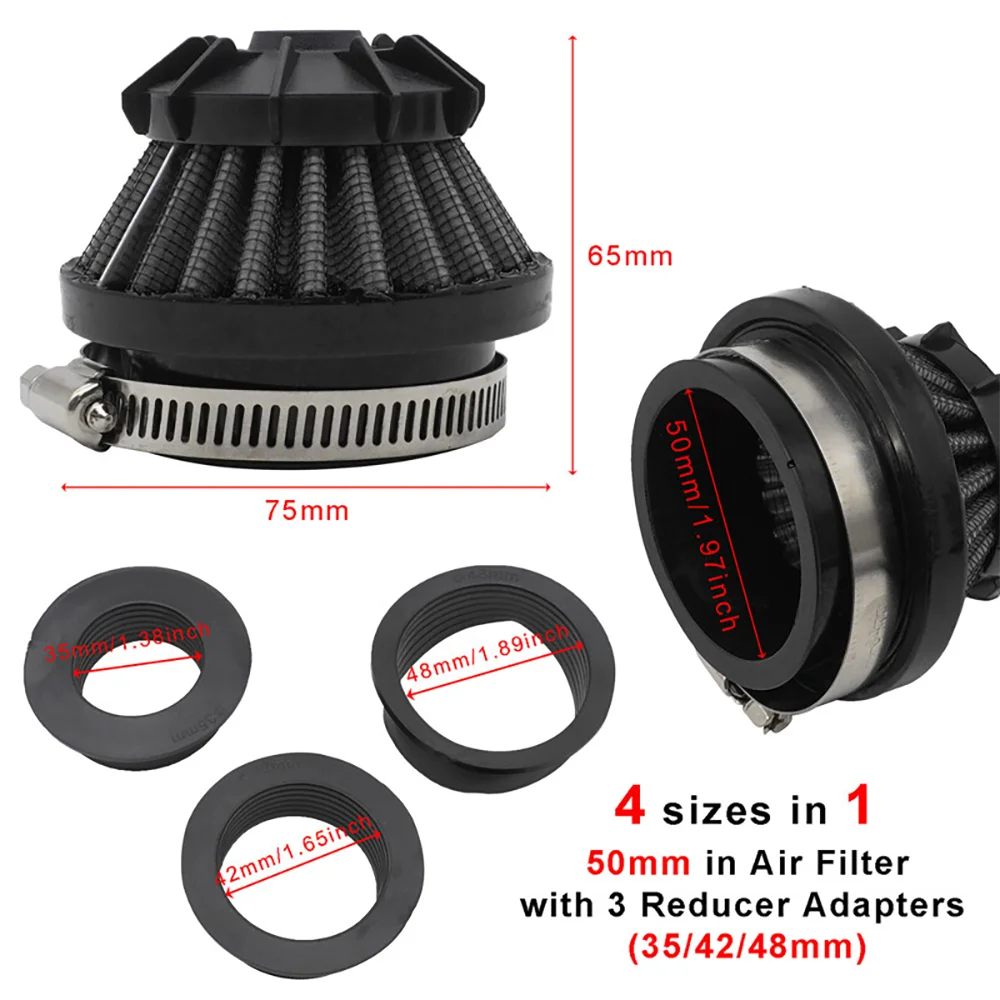 

Motorcycle 35 42 48 50mm Adjustable Intake Filter Mushroom Air Filter Dirt Bike Enduro Motocross Scooter Go Kart Accessories