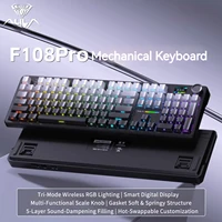 AULA F108 Pro Bluetooth 2,4G cableado conexión de tres modos Teclado mecánico estructura de junta intercambiable en caliente de tecla completa luz RGB