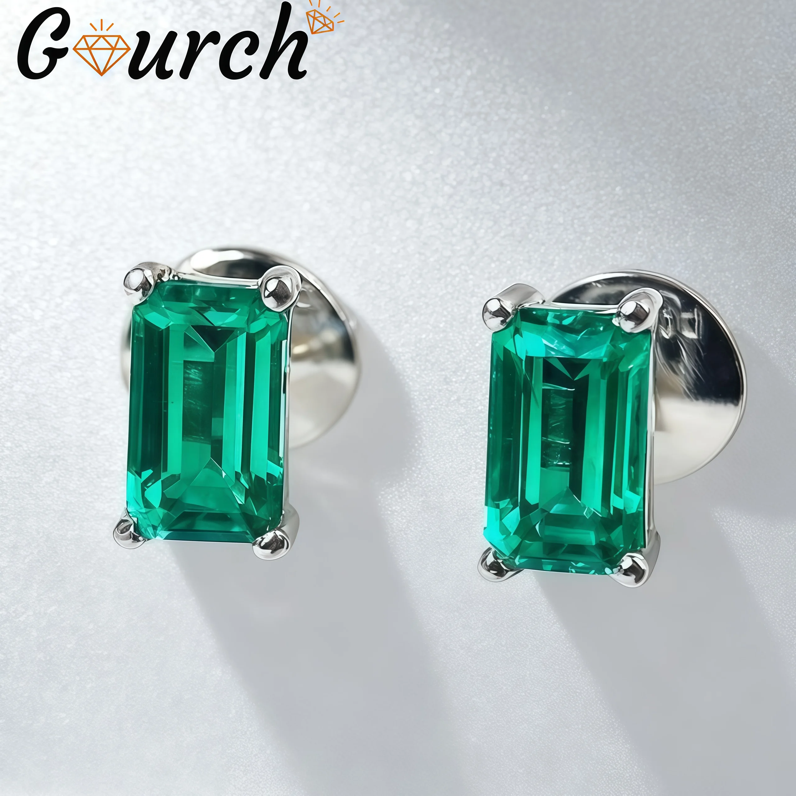 

Серьги-гвоздики с муассанитом Gourch 0,5-2 карата изумрудной огранки, цвет D, VVS1, стерлинговое серебро S925, подарки на свадьбу, день рождения для женщин и мужчин