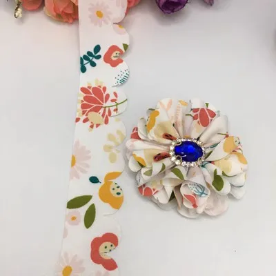 3*95cM Flower Print Chiffon Ribbon for Wedding Invitation Bouquets Handmade Party Gift Wrapping 5 Pieces 2023051901