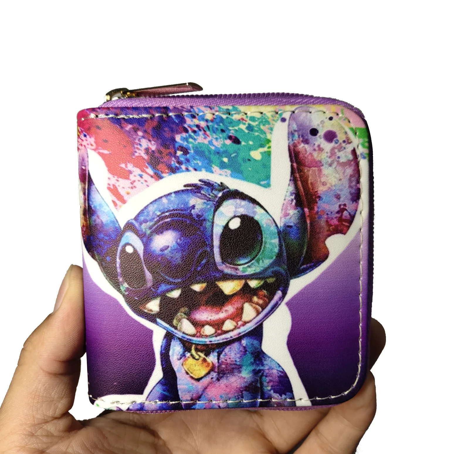 Disney-cartera de puntada de dibujos animados, monedero corto multicapa, bolso para tarjetas, Mini bolsos con cremallera, monedero para niñas, regalo de cumpleaños