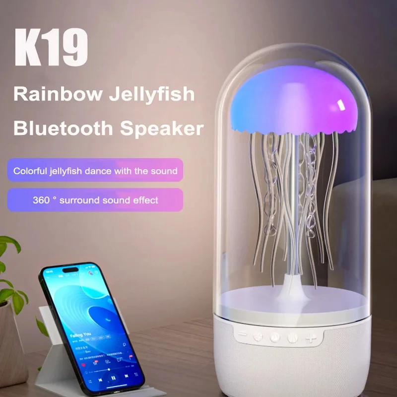 

Creative Jellyfish Light Bluetooth Speaker 8 Colors Adjustable LED Light 3D Surround Subwoofer Bedroom Atmosphere Light Holiday