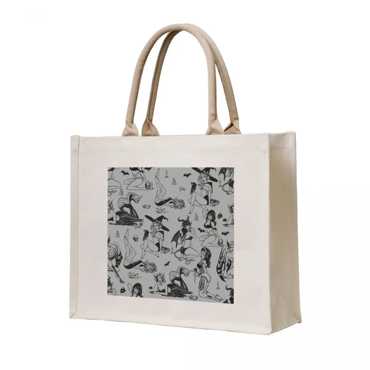 

Monster Girl Pinups - Gray Tote Bag eco pack hand bags Cloth bag